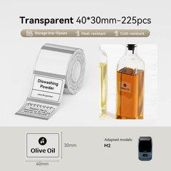 3 Rolls-Niimbot M2/M3 40*30mm Transparent Thermal Transfer Labels