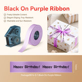 3 Sets – N1 Satin Ribbon Roll Black On Purple Ribbon 14 x 5.1mm