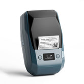 Electronic device with a label on a white background