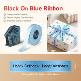 3 Sets – N1 Satin Ribbon Roll Black On Blue Ribbon 14 x 5.1mm