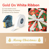 3 Sets – N1 Satin Ribbon Roll Gold On White Ribbon 14 x 5.1mm