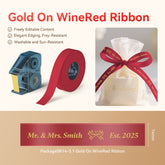 3 Sets – N1 Satin Ribbon Roll Gold On WineRed Ribbon 14 x 5.1mm
