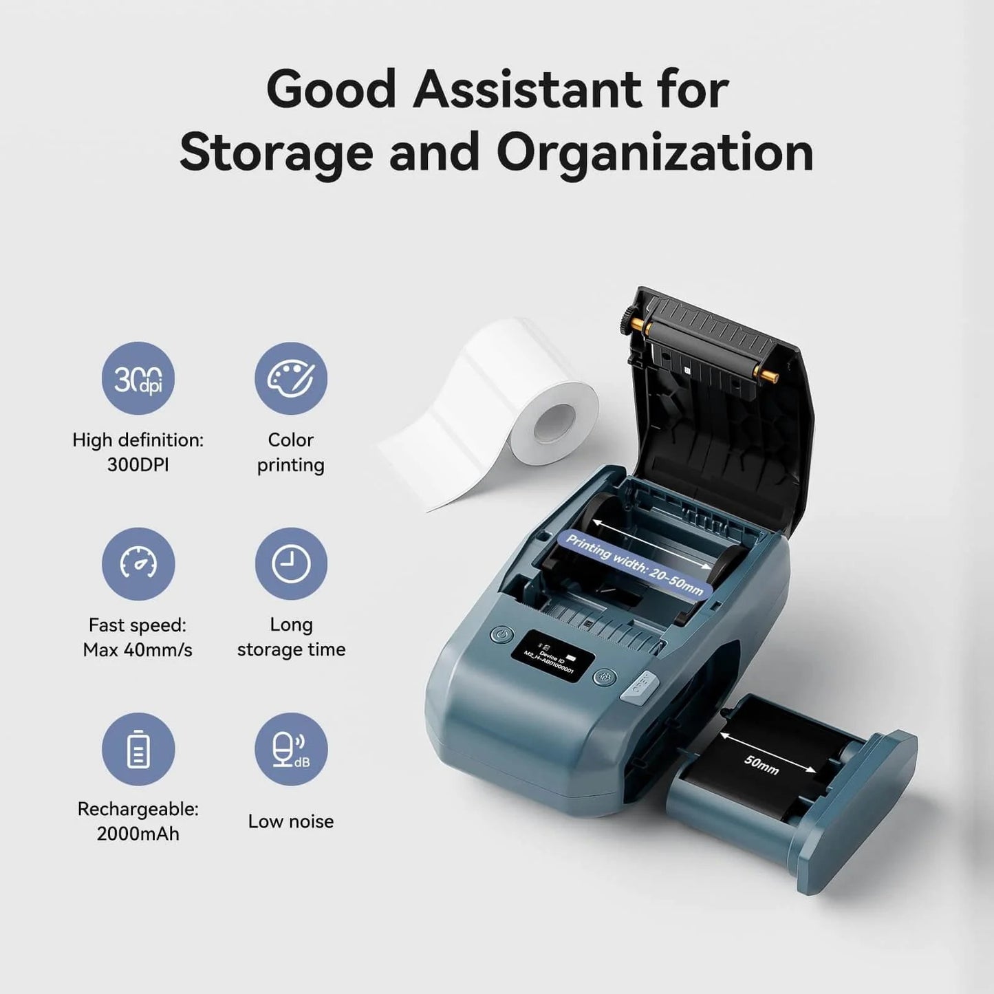 Niimbot M2_H Thermal Transfer Label Printer 300DPI Bluetooth Maker for PC & Mobile, 20-50mm for Office & Outdoor Use