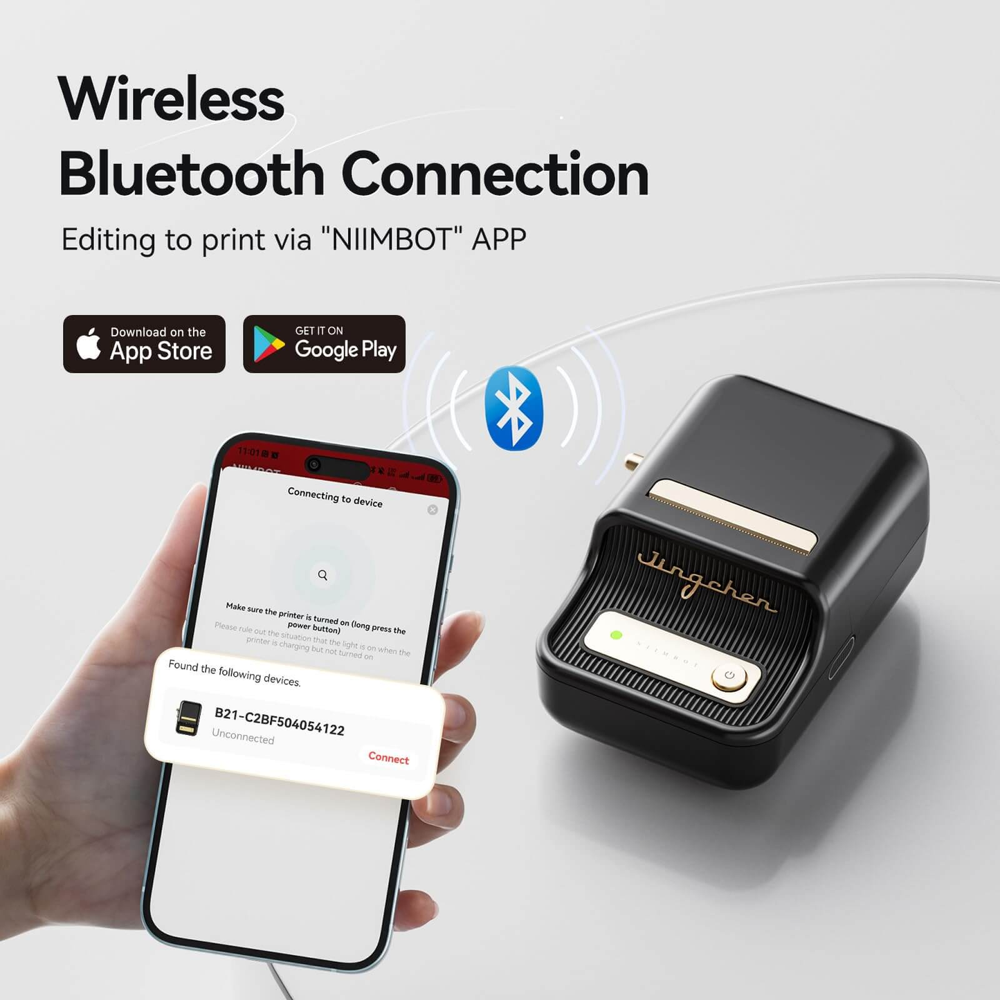 NIIMBOT B21S Portable Bluetooth Thermal Label Maker Inkless Printer for Kitchen, Office & Small Business Organization
