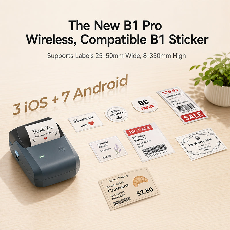 NIIMBOT B1 Pro 300 DPI Bluetooth Thermal Label Printer Red & Black Printing for Home Office & Small Business