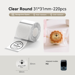 3 Rolls-Niimbot M2/M3 31*31mm Transparent Thermal Transfer Labels