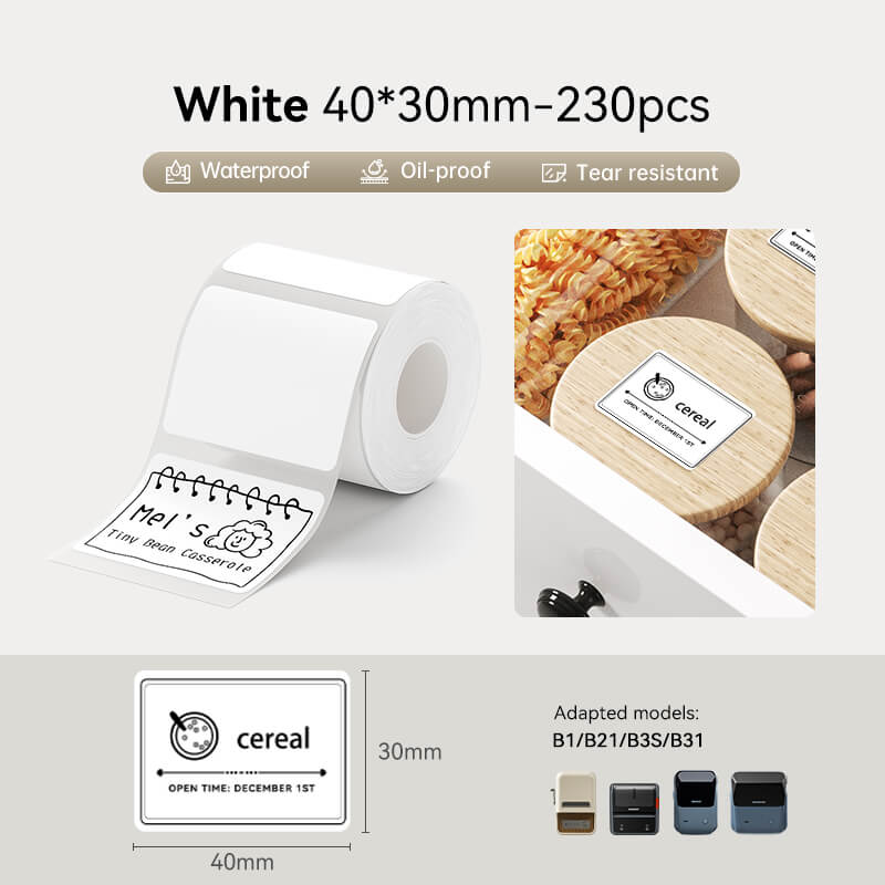 Niimbot B21/B31/B3S/B1/B4/B21 Pro/B2 Pro/B1 Pro 40*30mm 230Pcs Waterproof Freezer Thermal Labels