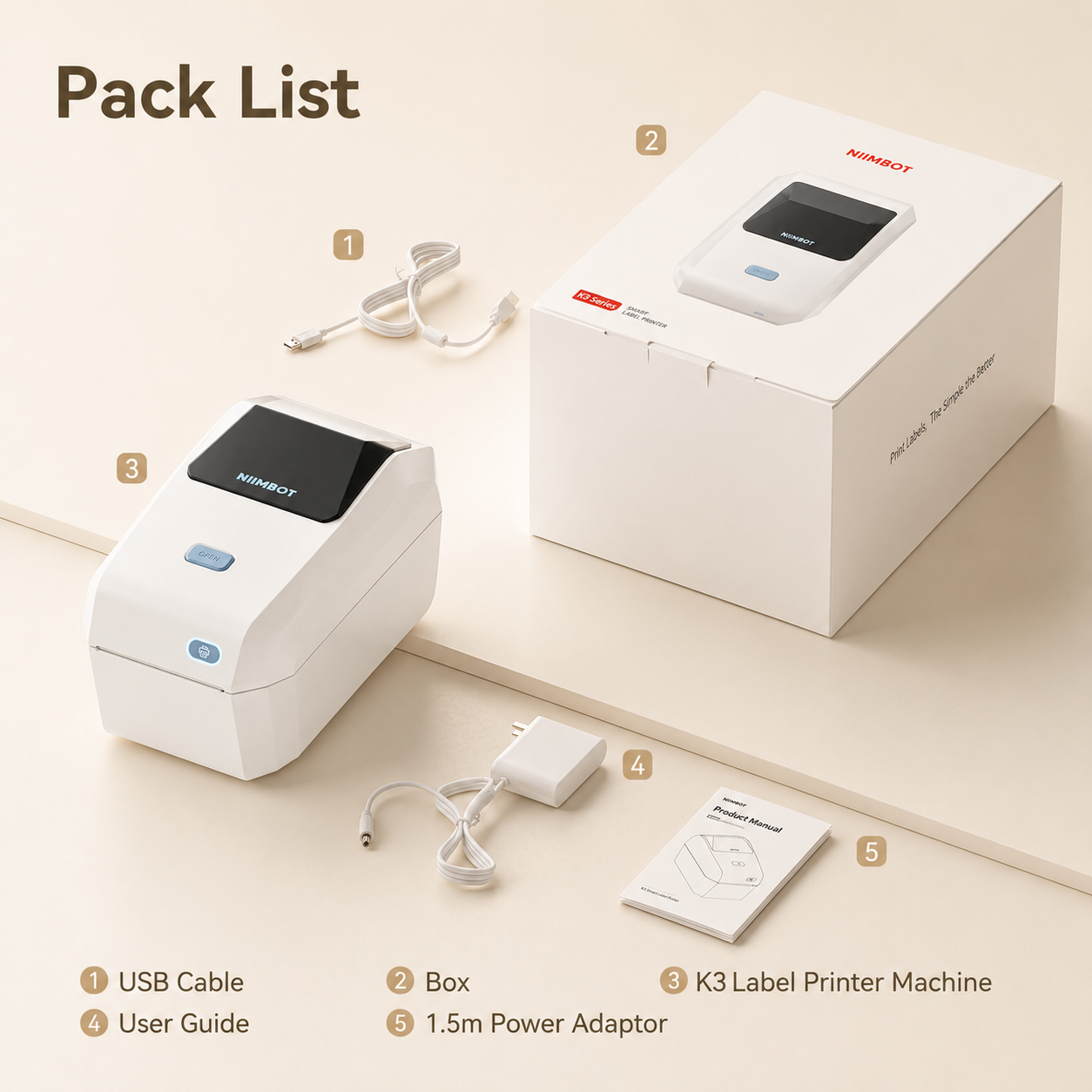 NIIMBOT K3 3Inch Desktop High-Speed Thermal Label Printer Inkless Device for Wristband, Medical, Amusement Park, Home & Small Business