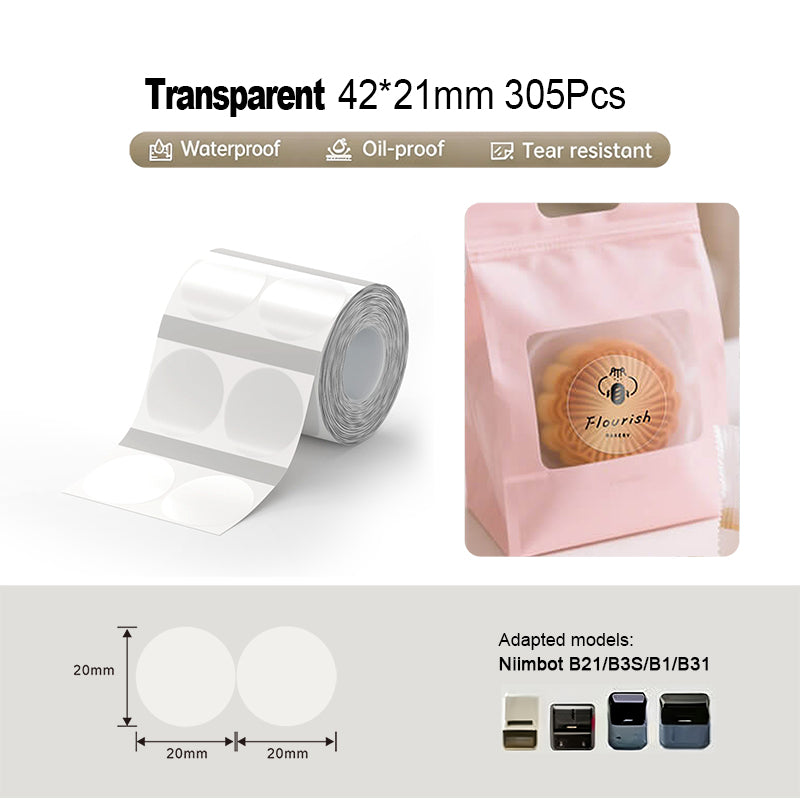 Niimbot B21/B3S/B1/B31 42*21mm 350Pcs Transparent Thermal Label