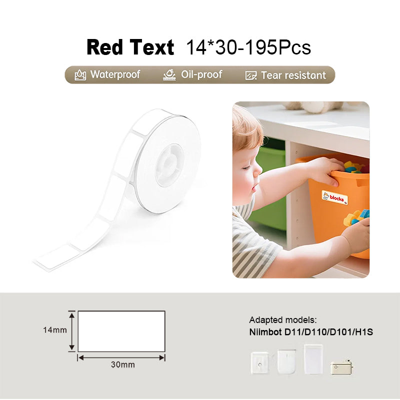 Niimbot D11/D110/D101/H1S 14*30mm 195Pcs Red On White Thermal Label