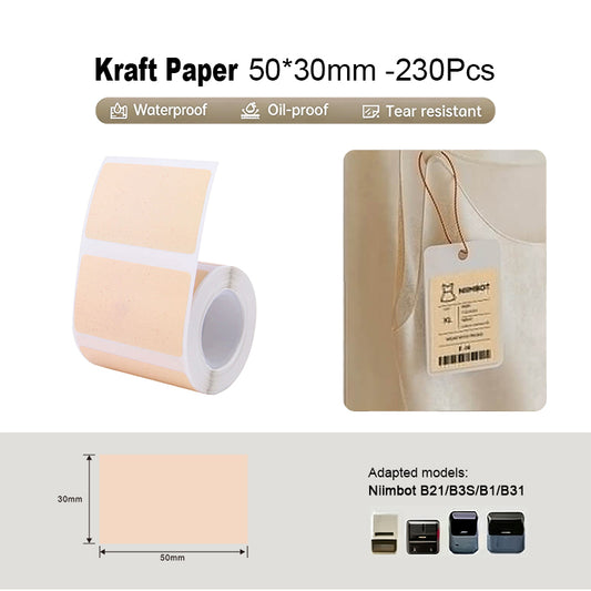 Niimbot B21/B3S/B1/B31 50*30mm 230Pcs Kraft Paper Labels