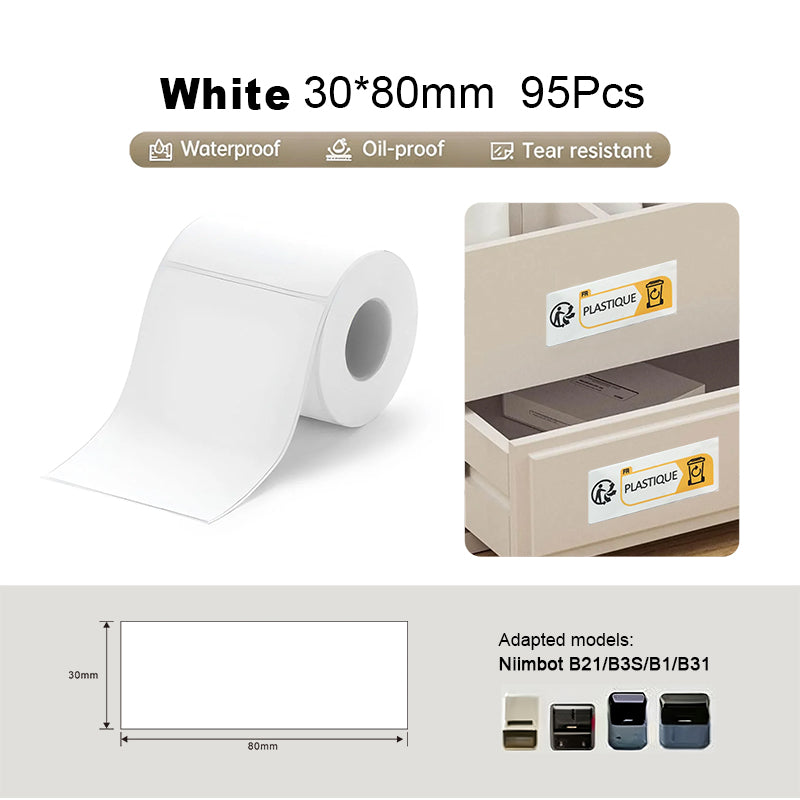 Niimbot B21/B3S/B1/B31 30*80mm 95Pcs White Thermal Labels