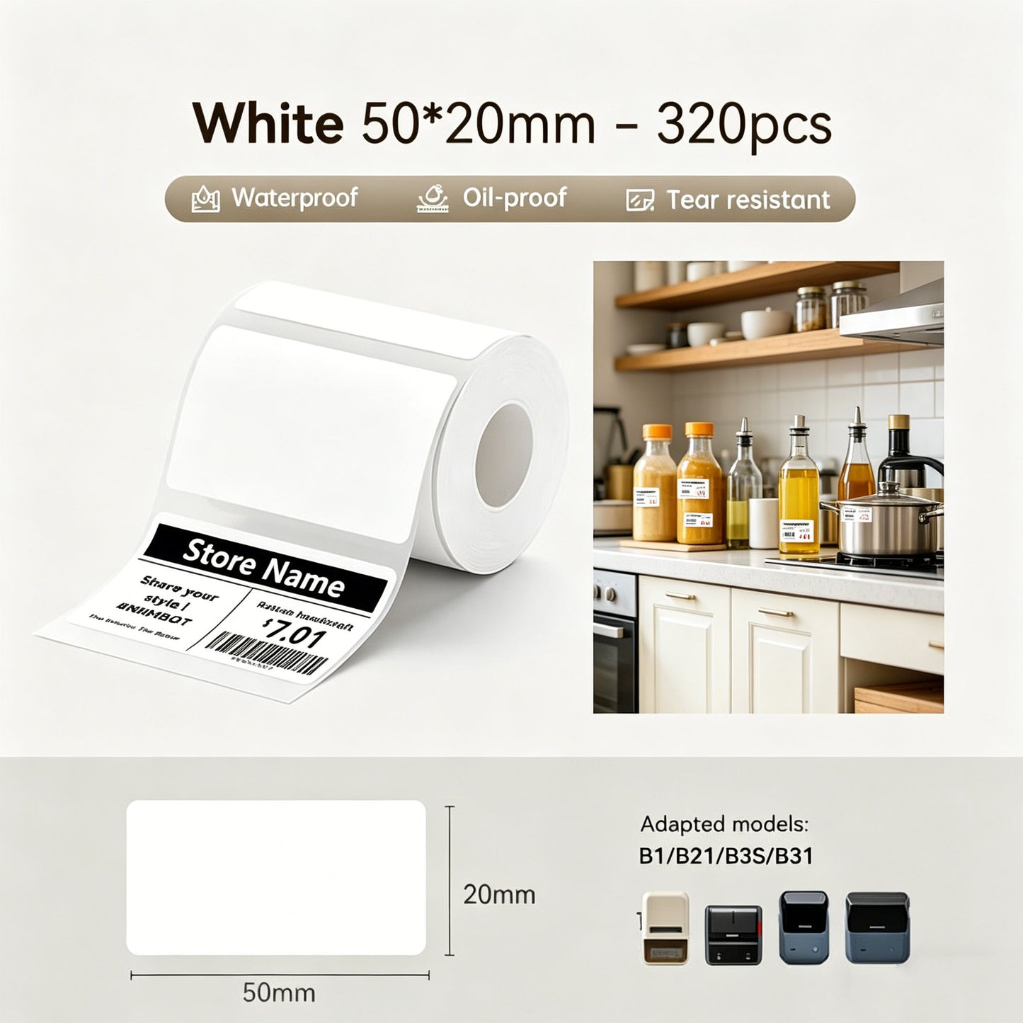 Niimbot B21/B3S/B1/B31 White Thermal Labels