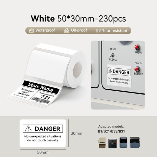 Niimbot B21/B3S/B1/B31 50*30mm 230Pcs White Thermal Labels
