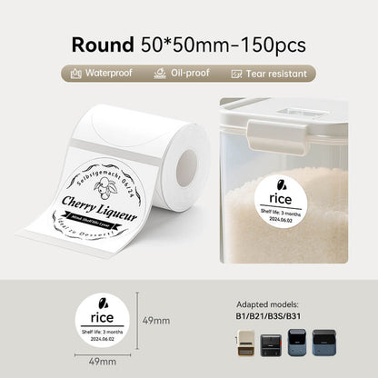 Niimbot B21/B3S/B1/B31 50*50mm Round White Thermal Label