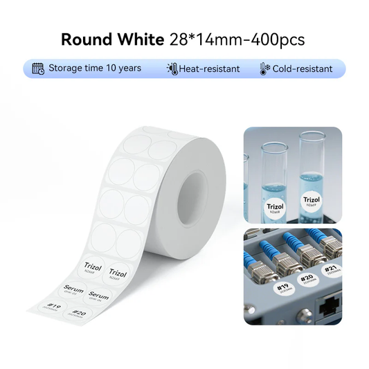 Niimbot M2/M3 28*14mm 400pcs Round White Thermal Transfer Labels