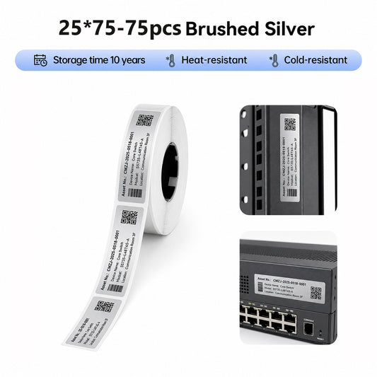 Niimbot M2_H/M3 25*75mm 75Pcs Brushed Silver Thermal Transfer Label
