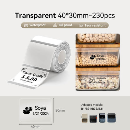 Niimbot B21/B3S/B1/B31 40*30mm Transparent Thermal Label