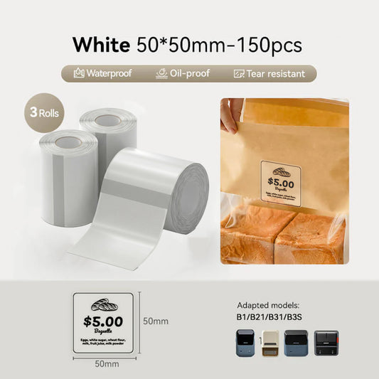 3 Rolls - Niimbot B21/B3S/B1/B31 50*50mm 150Pcs Transparent Thermal Labels