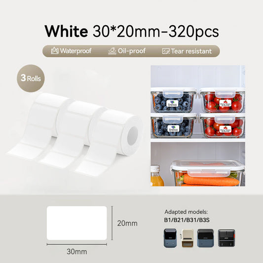 3 Rolls - Niimbot B21/B1/B3S/B31 30*20mm 320Pcs White Freezer Thermal Labels