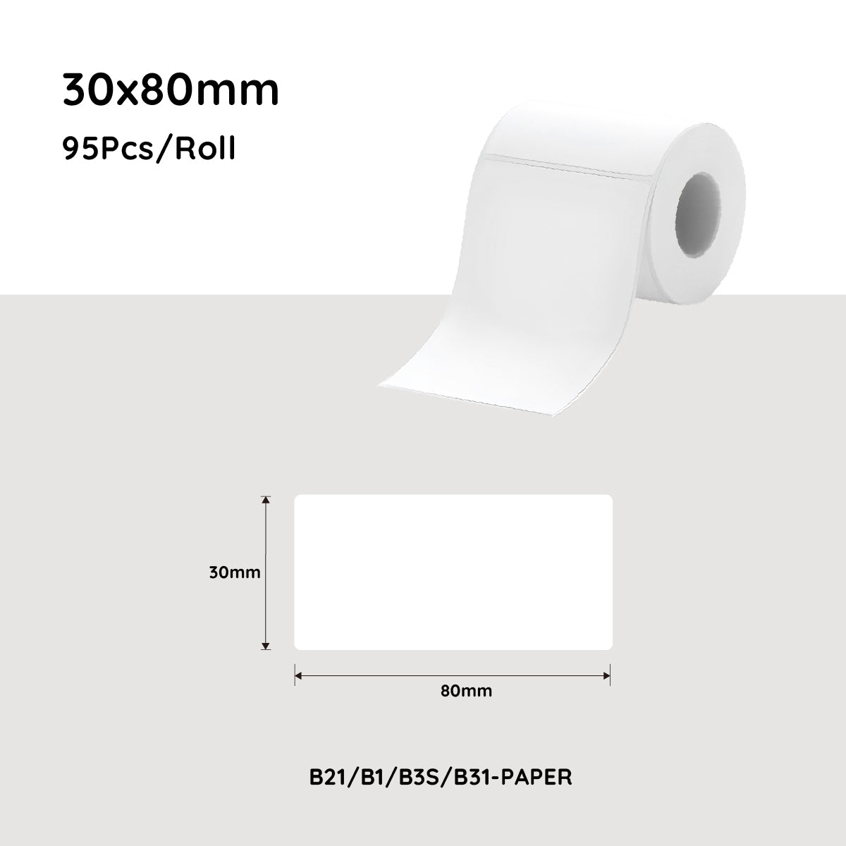 Niimbot B21/B3S/B1/B31 30*80mm 95Pcs White Thermal Labels