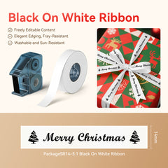 3 Sets  – N1 Satin Ribbon Roll Black On White Ribbon 14 x 5.1mm