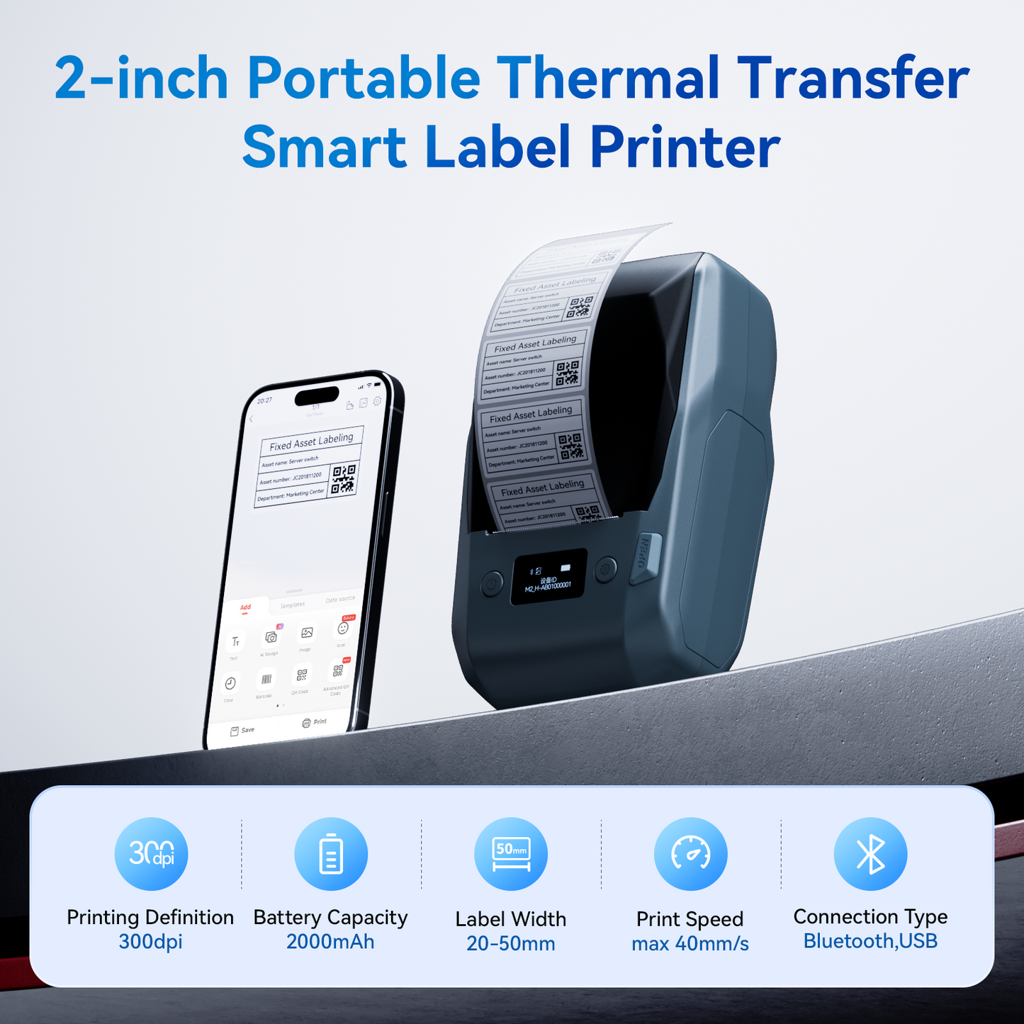 NIIMBOT M2_H Office Labeling Bundle – For File Folders, Asset Management, Cable Identification, Name Badges