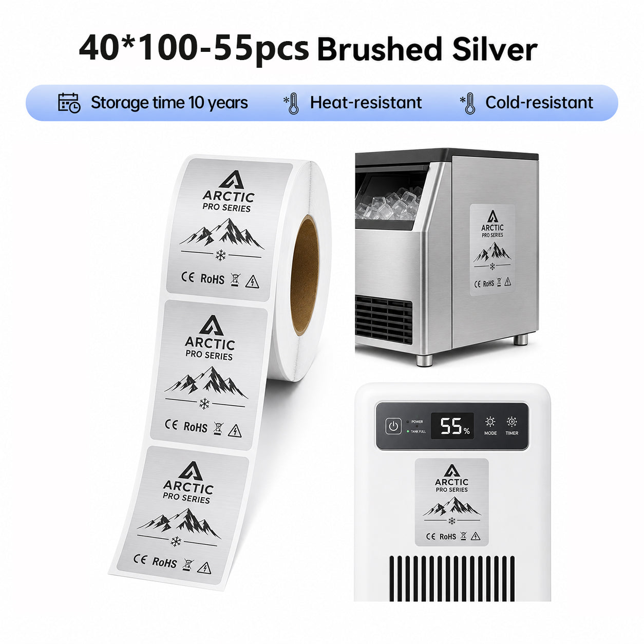 Niimbot M2_H/M3 40*100mm 55Pcs Brushed Silver Thermal Transfer Label