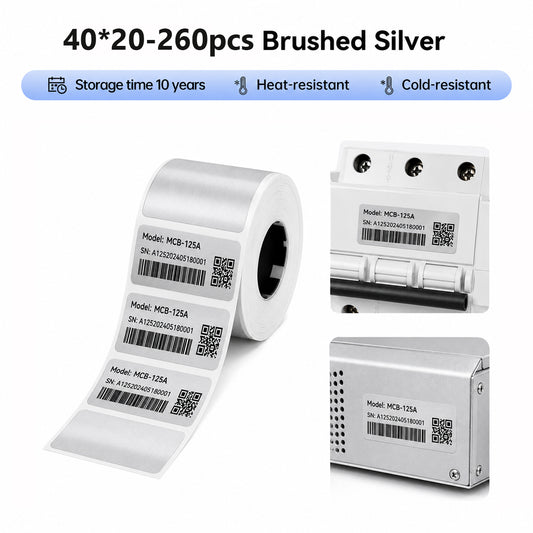 Niimbot M2_H/M3 40*20mm 260Pcs Brushed Silver Thermal Transfer Label