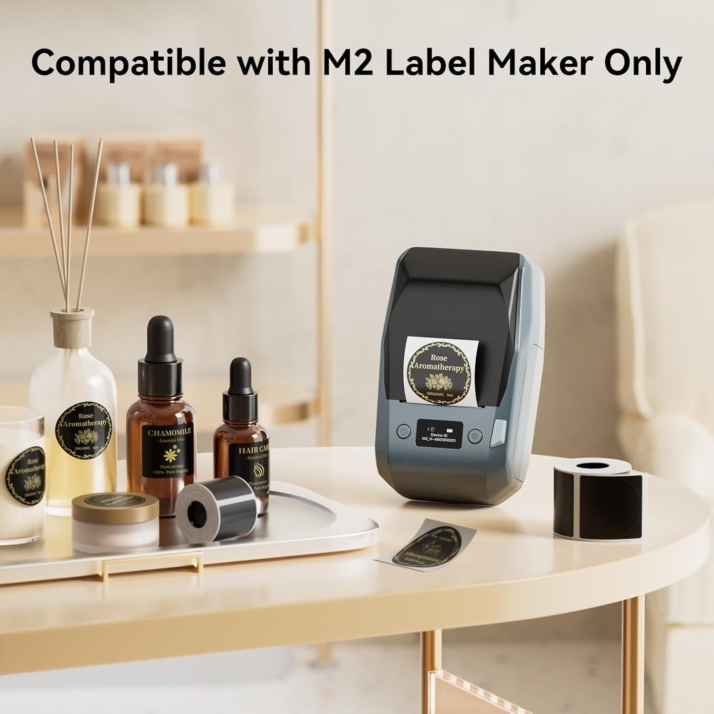 Niimbot M2_H Gold Ribbon + 40x40mm Matte Black Labels 170pcs | Hot Stamping Effect
