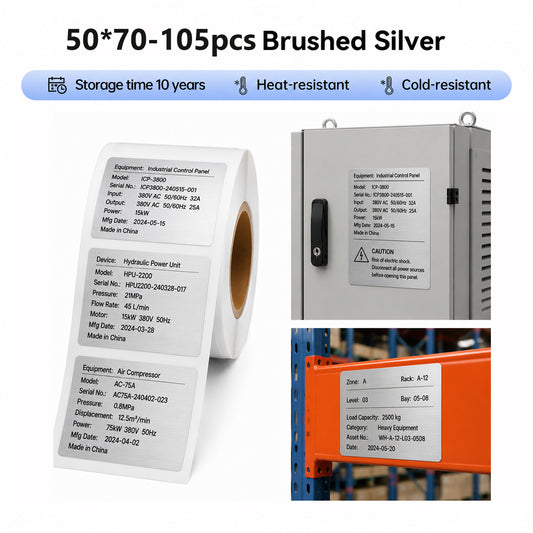 Niimbot M2_H/M3 50*70mm 105Pcs Brushed Silver 5 mils Thermal Transfer Label