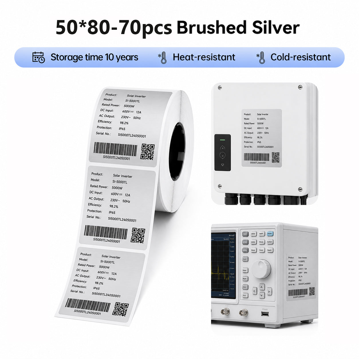 Niimbot M2_H/M3 50*80mm 70Pcs Brushed Silver Thermal Transfer Label