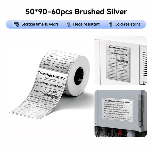 Niimbot M2_H/M3 50*90mm 60Pcs Brushed Silver Thermal Transfer Label