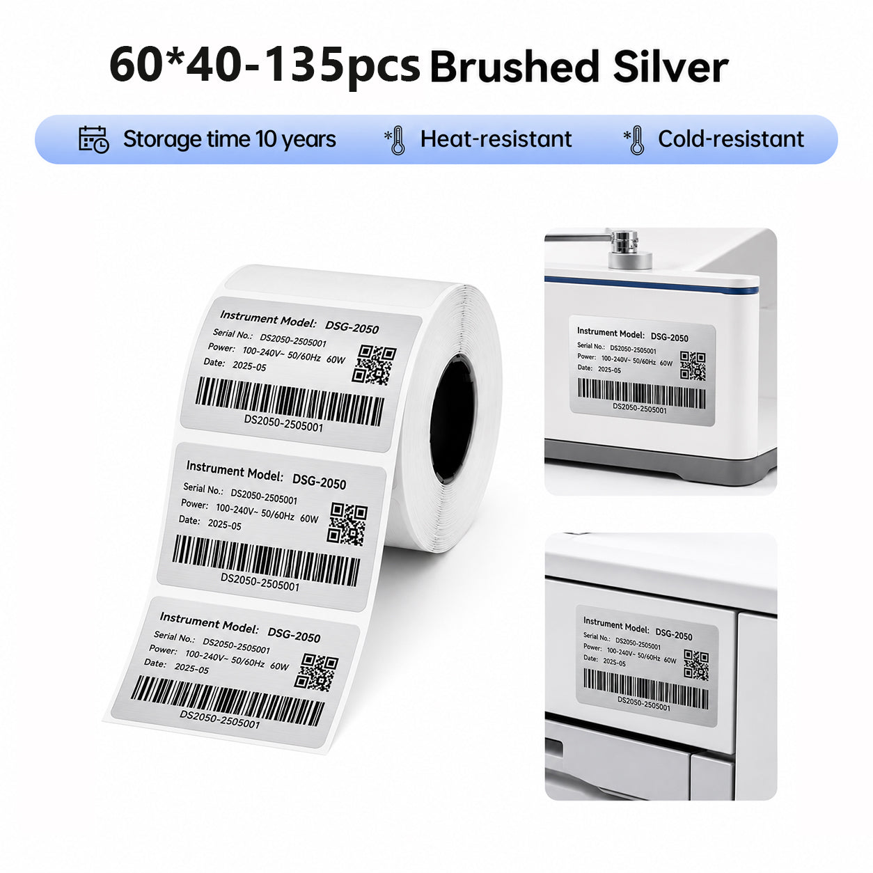 Niimbot M3 60*40mm 135Pcs Brushed Silver Thermal Transfer Label