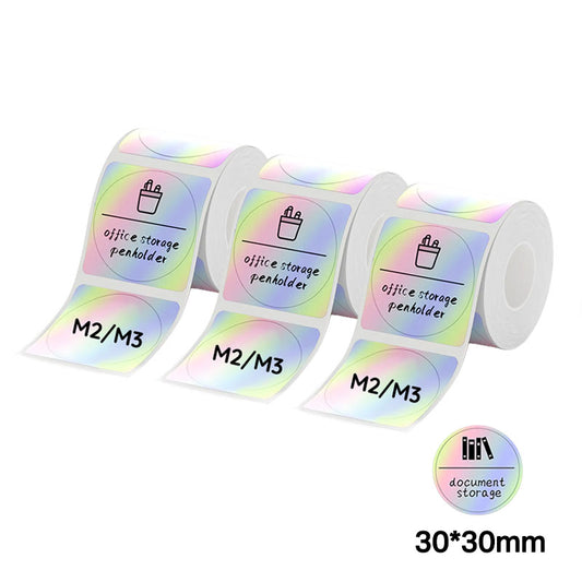 3 Rolls - Niimbot M2/M3 30*30mm 225Pcs Round Holographic Thermal Transfer Labels