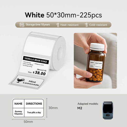 Niimbot M2/M3 50*30mm 225pcs White Thermal Transfer Labels