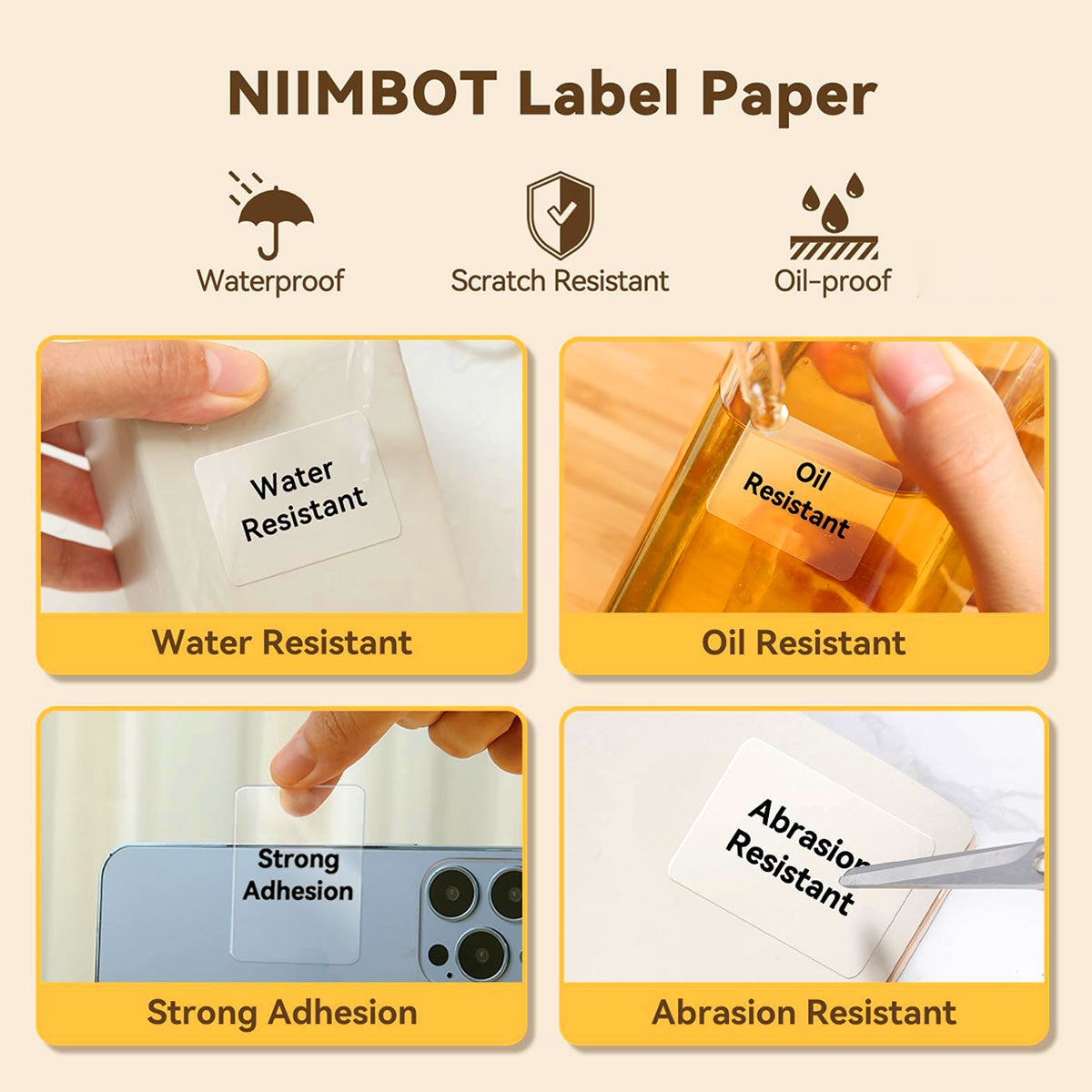 NIIMBOT Transparent Label Printing Paper Waterproof Label Sticker 40*30mm 230pcs For B21/B3S