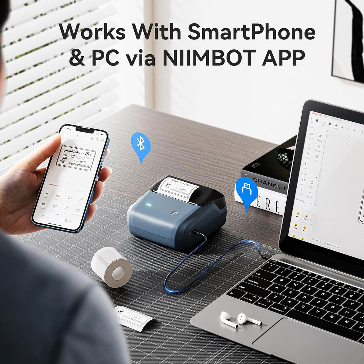 Niimbot B31 Thermal Label Printer Multicolor Maker for Small Business, Kitchen Organization & Shipping Labels