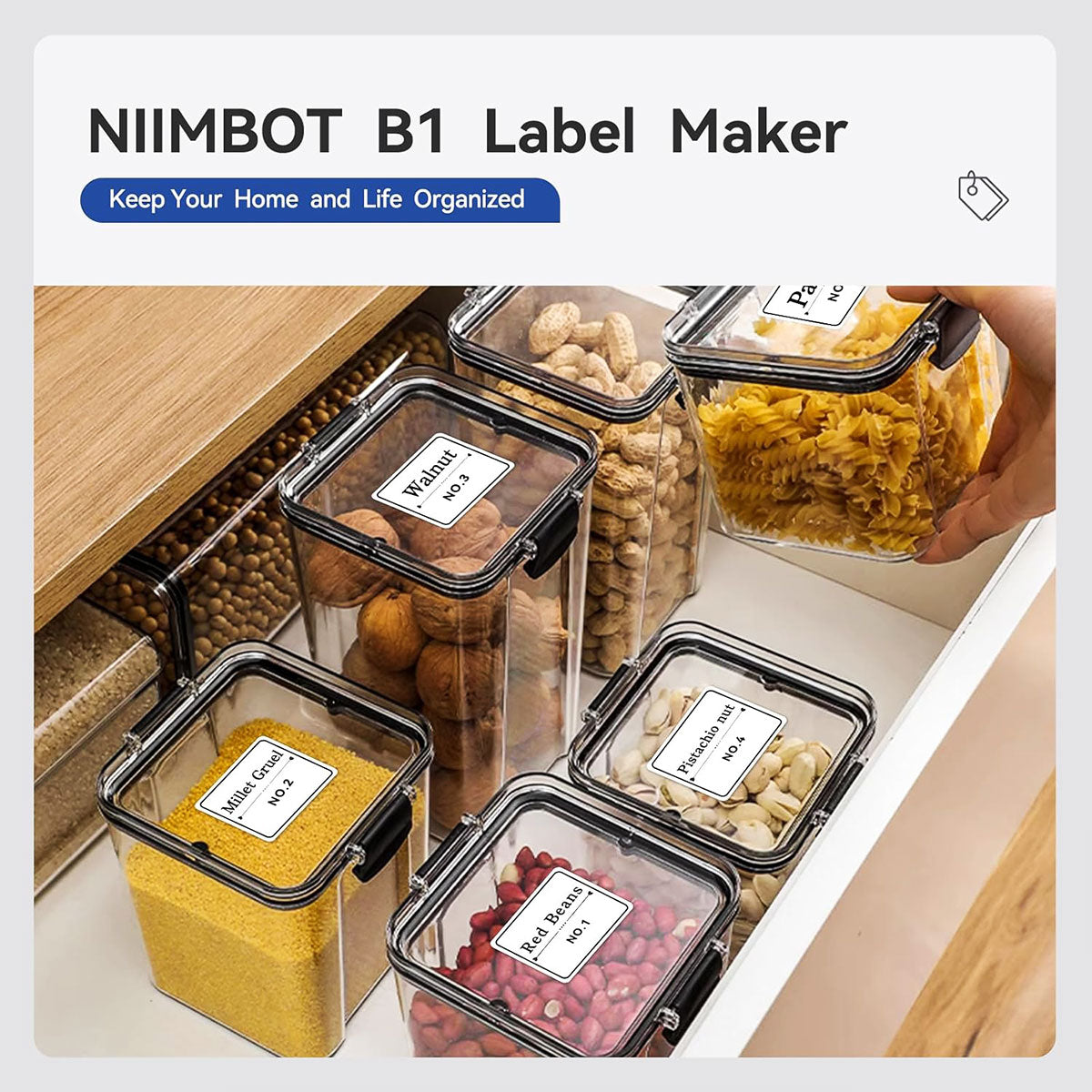 Niimbot B1 Portable 2-Inch Bluetooth Thermal Label Printer For Boutique Price Tags & Kitchen Pantry Labels