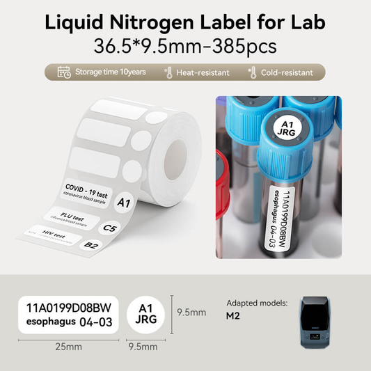 Niimbot M2/M3 36.5*9.5mm 385Pcs Liquid Nitrogen Thermal Transfer Label For Lab