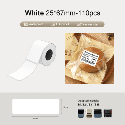 Niimbot B21/B3S/B1/B31 25*67mm 110Pcs White Thermal Label