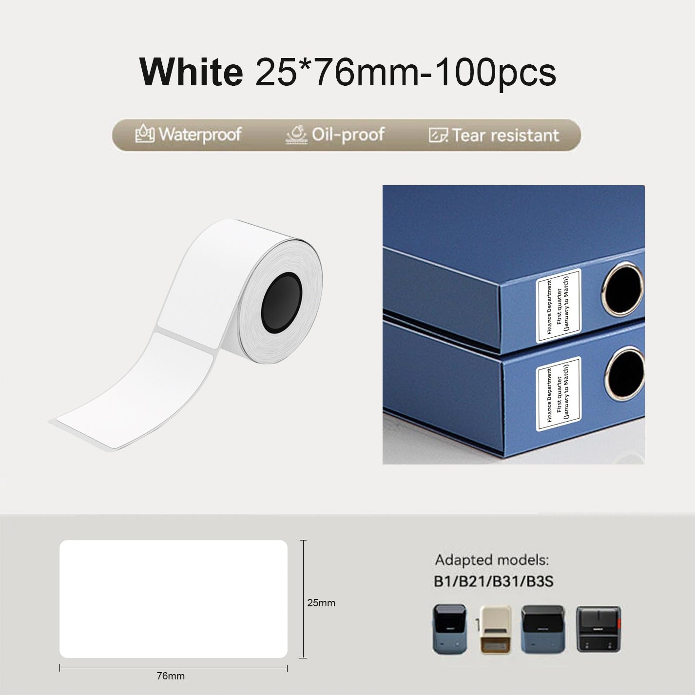 Niimbot B21/B3S/B1/B31 25*76mm 100Pcs White Thermal Label – Niimbot ...
