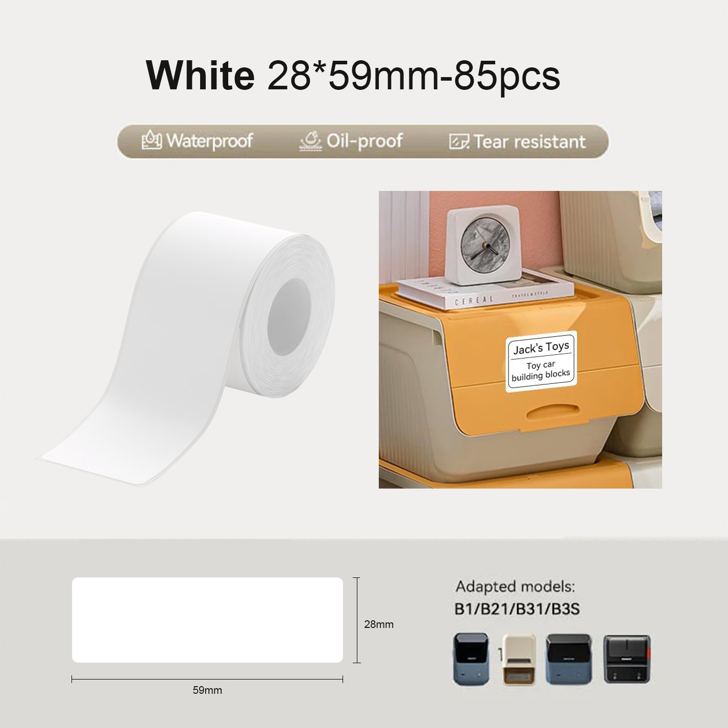 Niimbot B21/B3S/B1/B31 28*89mm 85Pcs White Thermal Label