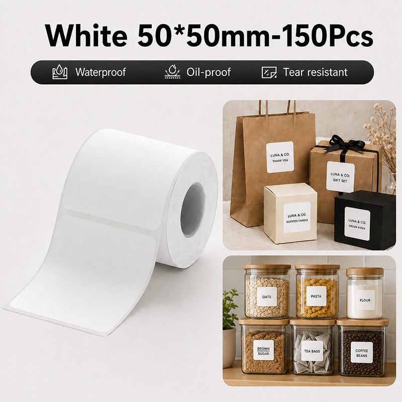 Niimbot B21/B3S/B1/B31/B4/B21 Pro/B2 Pro/B1 Pro 50*50mm 150Pcs White Thermal Labels