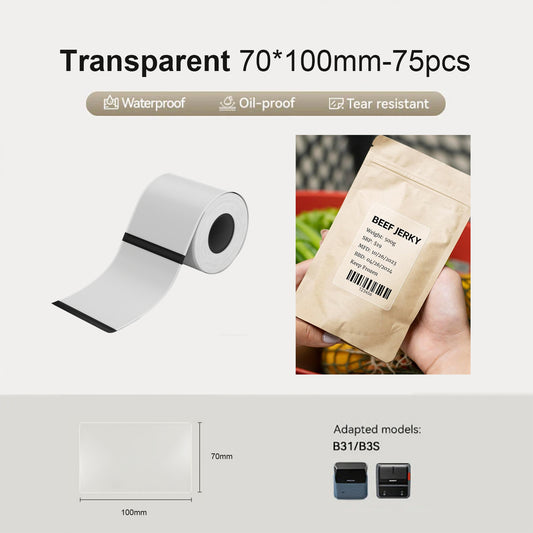 Niimbot B31/B3S 70*100mm Transparent Thermal Label