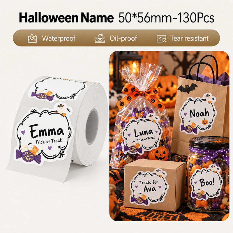 Niimbot B31/B3S/B21/B1/B4/B21 Pro/B2 Pro/B1 Pro 50*56mm 130Pcs Halloween Name Thermal Labels