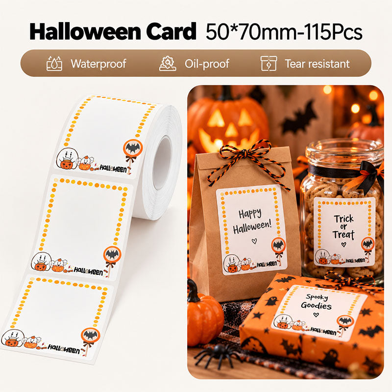 Niimbot B31/B3S/B21/B1/B4/B21 Pro/B2 Pro/B1 Pro 50*70mm 115Pcs Halloween Card Thermal Labels