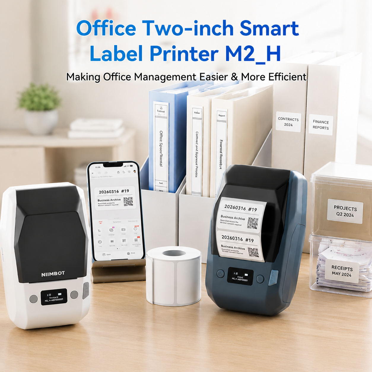 NIIMBOT M2_H Office Labeling Bundle – For File Folders, Asset Management, Cable Identification, Name Badges