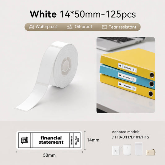 Niimbot D11/D110/D101/H1S 14*50mm 125Pcs White Thermal Labels