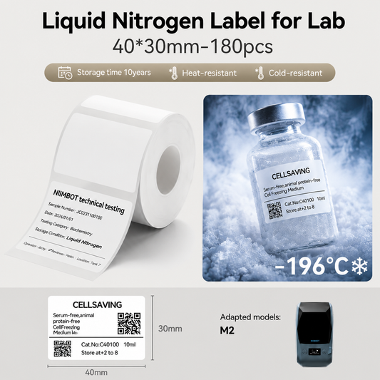 Niimbot M2_H/M3 40*30mm 180Pcs White Liquid Nitrogen Thermal Transfer Label For Lab